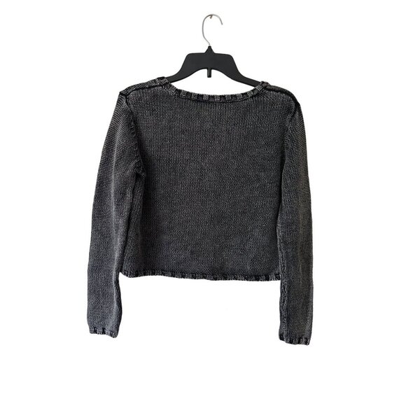 Newport News Gray Floral Embroidered Cropped Sweater S 3D Roses Missing One - Picture 4 of 8